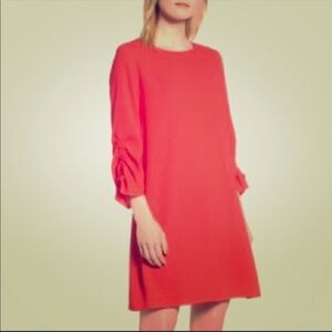 Halogen Mini Red Ruched Sleeves Dress Size XS/P